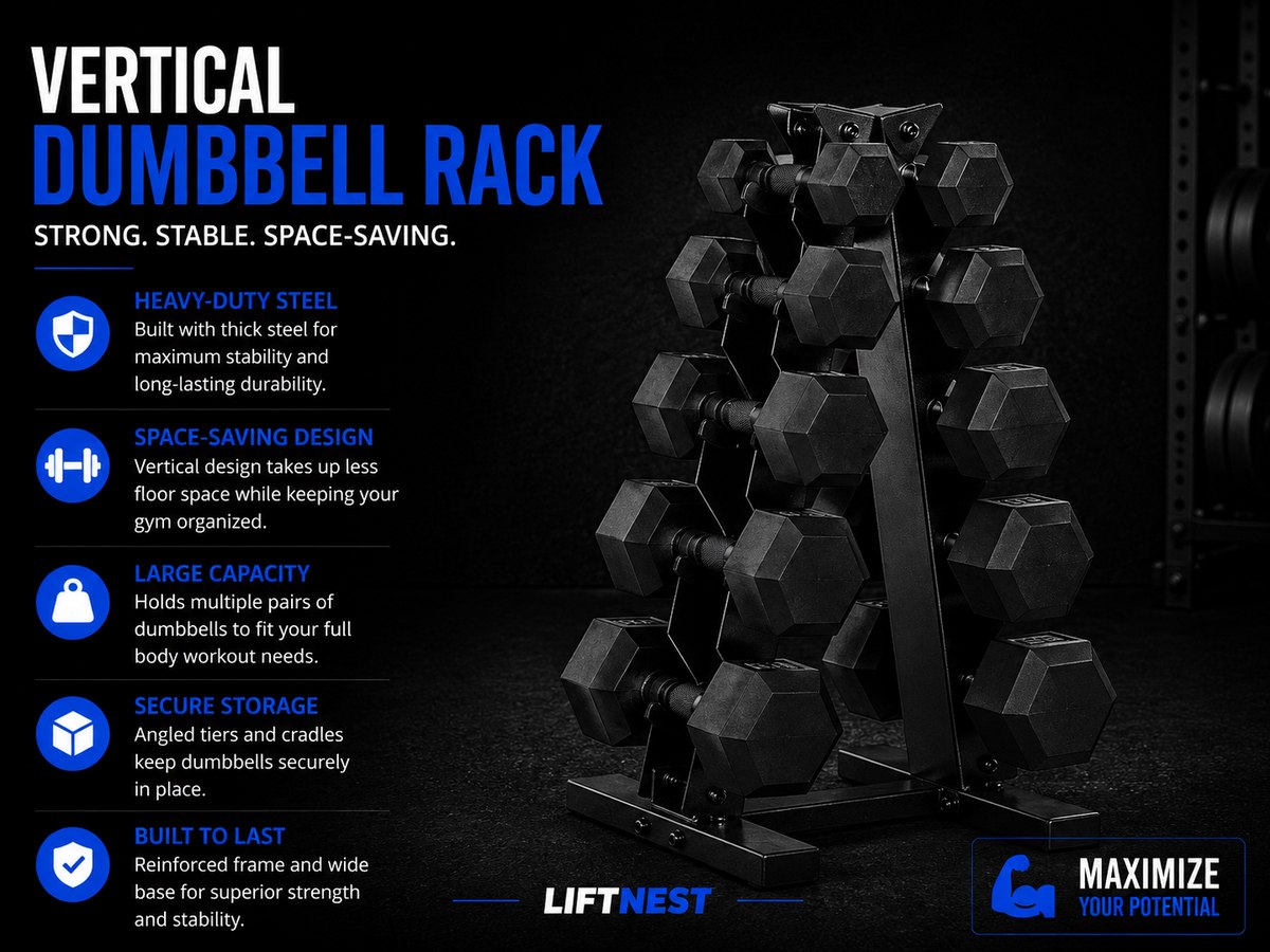 CAP Rubber Coated Hex Dumbbell Set with Storage Rack